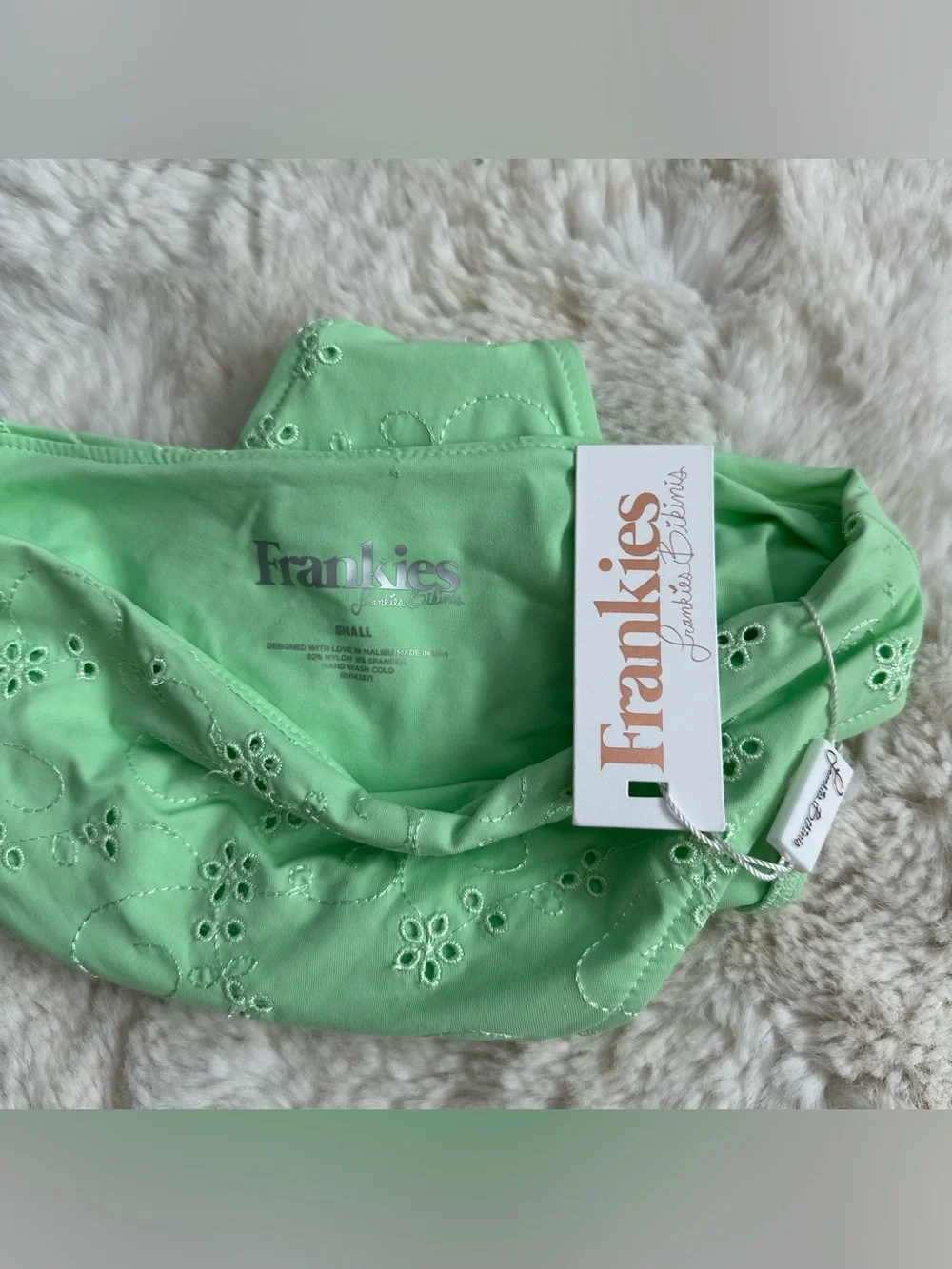 NWT Frankie’s Bikinis Jasper Mint Light Green Eyelet Bikini Bottoms